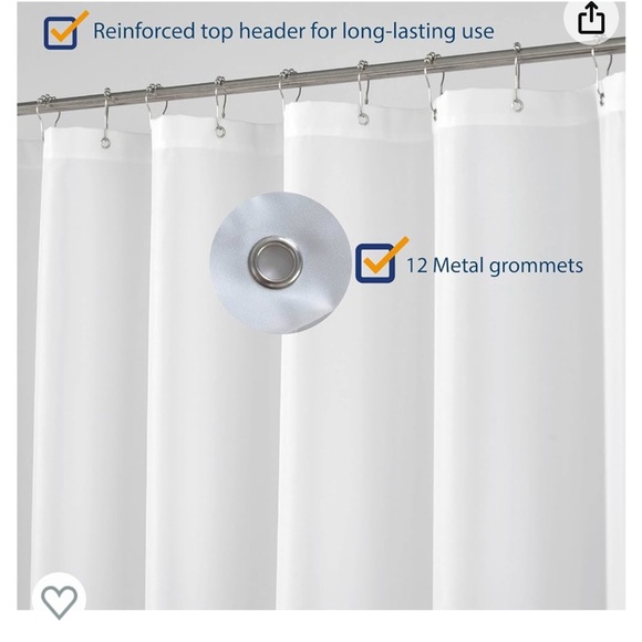 N&Y HOME Extra Long Shower Curtain Liner Fabric 72 x 96 inches, Hotel Quality - Picture 2 of 5
